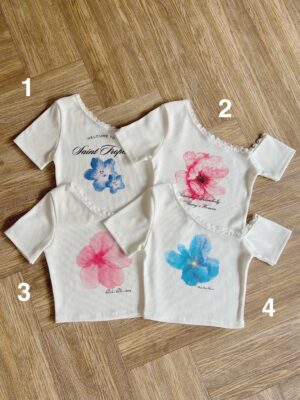 熱賣！度假風印花斜肩上衣