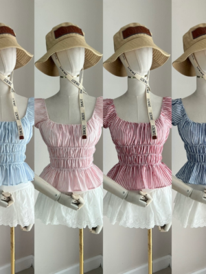 【限量現貨】間條顯瘦束腰上衣