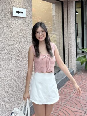 粗肩帶蛋糕紋蝴蝶結Top (6色入)