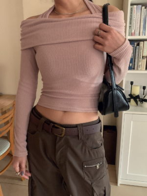 【OCT`快閃優惠】短版熱賣超過30件!!羅紋掛頸上衣