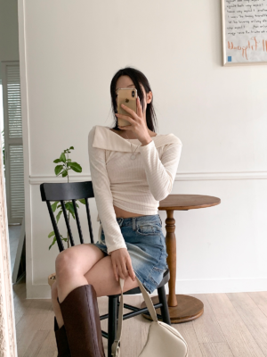 【OCT`快閃優惠】熱賣款(ノ>ω<)ノ方領側束不規則上衣