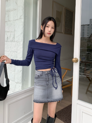 【OCT`快閃優惠】熱賣款(ノ>ω<)ノ方領側束不規則上衣