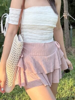 甜美風皺皺蝴蝶結短裙