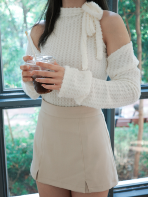 迷你開叉短裙 (2色入)