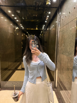 【COMEBACK！】珍珠鈕扣蕾絲假兩件 長袖版