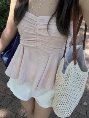 樹紋無肩帶背心