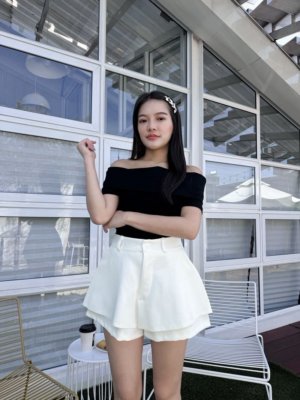 高腰顯瘦傘型滑捋捋雙層西裝褲