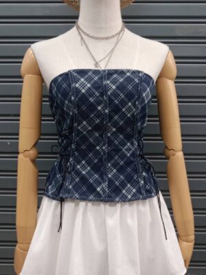 超顯瘦！牛仔側束背心