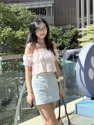 清新碎花一字肩