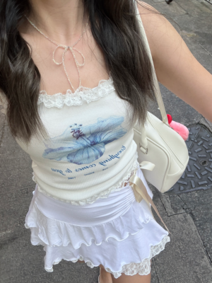 【聖誕團VOL.2 搭配單品$350套裝】Premium!雲朵雙層蕾絲不規則棉質荷葉裙