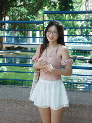 皺皺泡泡紋一字肩*ੈ✩‧₊