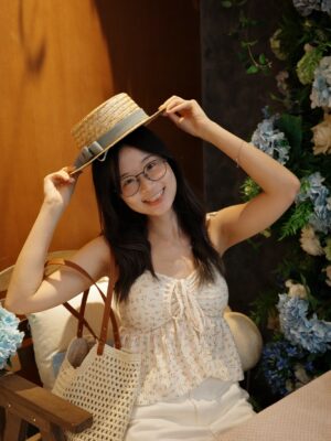 碎花吊帶束胸蝴蝶結背心 (4色入)