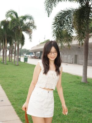 碎花粗肩帶蛋糕紋蝴蝶結Top (4色入)