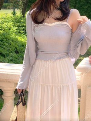 【OCT`快閃優惠】糖果色木耳邊外套背心Set