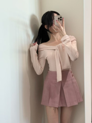 【DEC`快閃優惠】超美套裝!!!套裝超抵價💗綁帶蝴蝶結配雙鈕扣百褶裙