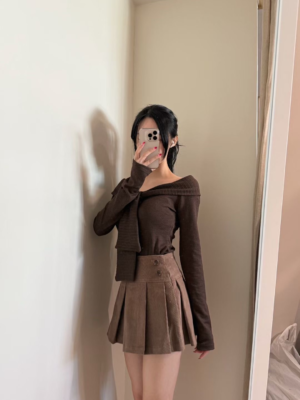 【DEC`快閃優惠】超美套裝!!!套裝超抵價💗綁帶蝴蝶結配雙鈕扣百褶裙