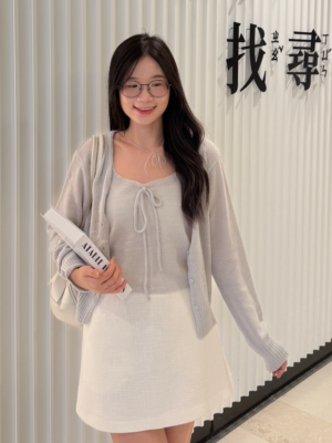 【12月新品】肉地女仔友好!鈕釦不對稱修腰兩件套裝