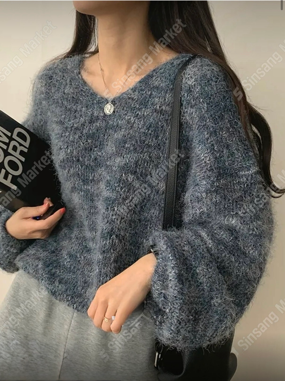 【韓國連線預訂款】松針混色大V領TOP (6色入)