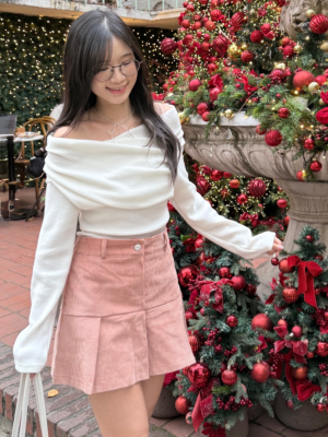 【現貨SALE】韓系約會感滿滿(*´˘`)♡皺摺交叉軟糯一字肩 (四色入)