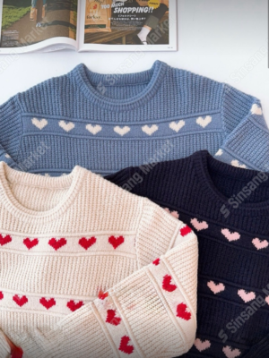 【韓國親身搜羅款式♡NEW IN】反應熱烈!!震撼首批價~韓國製微甜愛心條紋針織上衣
