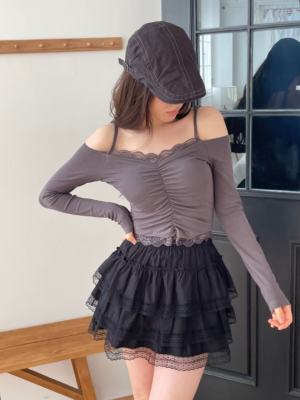 【二月連線預訂款】少性感lace邊可調教吊帶TOP