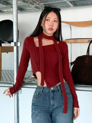 【現貨SALE】絨毛面料不規則連頸帶套裝