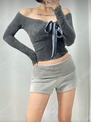 【JAN`26快閃優惠】冬天ver！透視不對稱蝴蝶結網紗TOP (3色入)