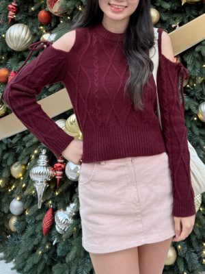 【JAN VOL.1】MOCHI麻花蝴蝶結露肩上衣