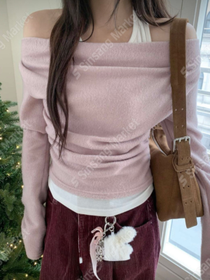 【JAN`26快閃優惠】店主自留～超韓掛頸假兩件上衣