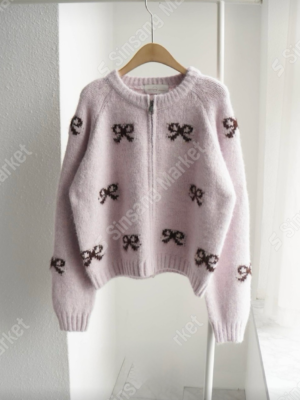 【JAN`26快閃優惠】羊毛保暖蝴蝶結針織外套