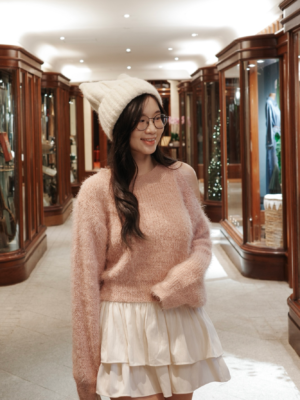 【DEC`快閃優惠團】糖果色單側露肩毛衣