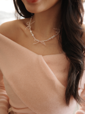 Y2K蝴蝶結串珠CHOKER