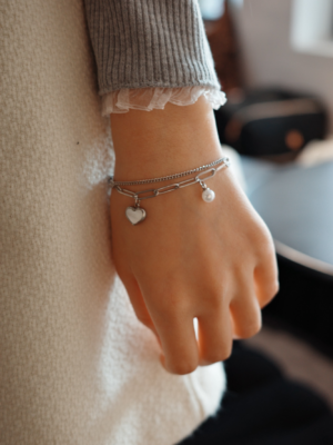 韓國製🇰🇷珍珠光心型鎖扣手鏈