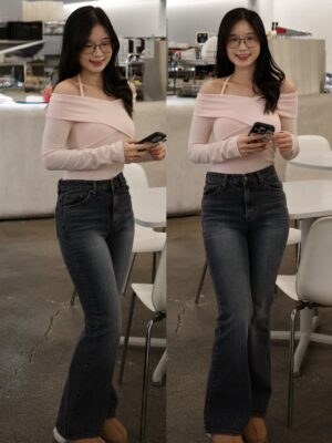 【二月連線款式♡】首推出長褲👖小個子比入~不用改短♡版型超靚洗水深藍牛仔褲