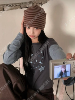 【MAR`26快閃優惠】Y2K星星假兩件TOP