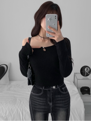 【MAR`26快閃優惠】珍珠扣百搭日常長袖上衣