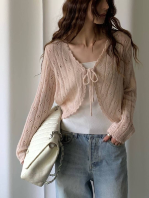 【MAR`26快閃優惠】通花蝴蝶結綁帶外搭