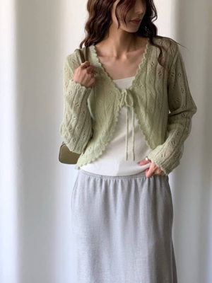 【MAR`26快閃優惠】通花蝴蝶結綁帶外搭