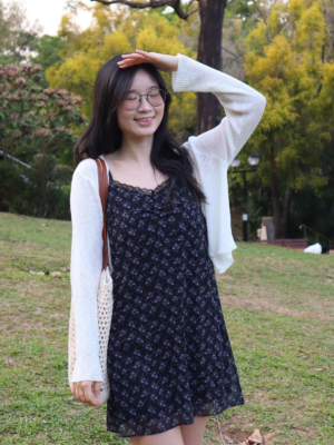 【套裝價】韓劇女主角同款碎花連身裙+春夏天必備透膚OUTER