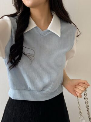 【ARL`26快閃優惠】校園風翻領短袖上衣