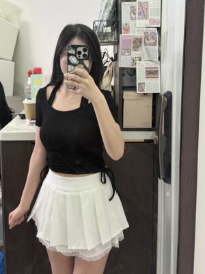【ARL`26快閃優惠】側束修身蝴蝶結掛頸TOP