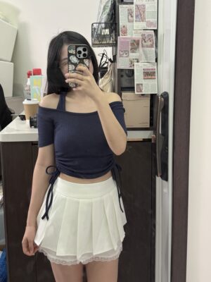 【ARL`26快閃優惠】側束修身蝴蝶結掛頸TOP