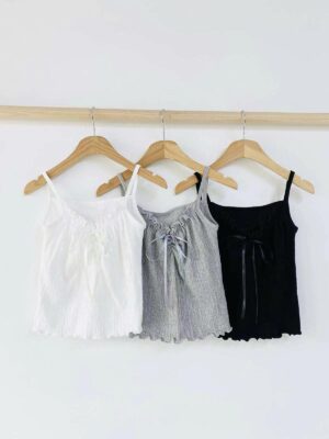 Lace幼帶皺皺背心