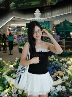 【六月NEW IN】法式拼色蝴蝶結平口背心 Princess Ribbon Tube Top
