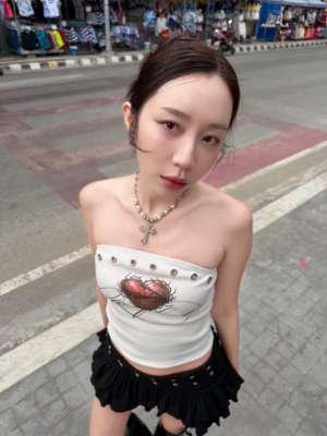 Y2K 鈕釘圓邊背心