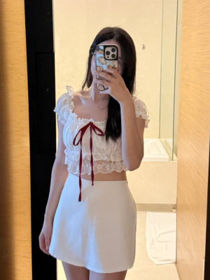 【泰國親身搜羅款式】拼色蝴蝶結Crop Tee