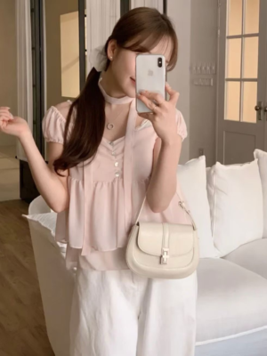 【JUN`26快閃優惠】仙氣貝殼🐚鈕扣雪紡Blouse