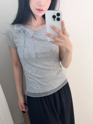 【JUN`26快閃優惠】仙氣✨網紗圍巾蝴蝶結上衣