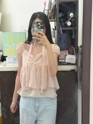 【JUN`26快閃優惠】仙氣貝殼🐚鈕扣雪紡Blouse