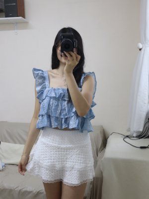 TH26017 蛋糕層層小飛袖上衣